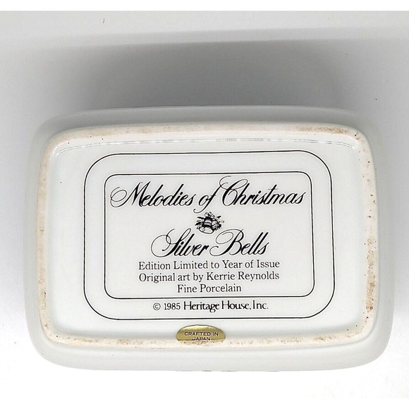 Heritage House Porcelain Music Box 1985 β Silver Bells β Japan β Trinket Box - Picture 3 of 6